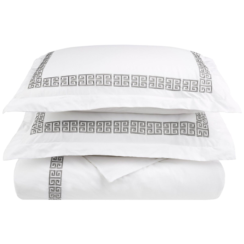 Premium Hotel Empoidered Bed Lists Set 400tc Plain Satin White