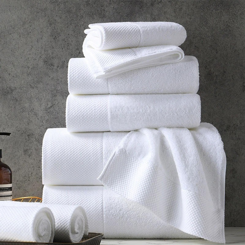 Diamond Weave Dobby Border Choiced Cotton Plain Terry Hotel Ručník