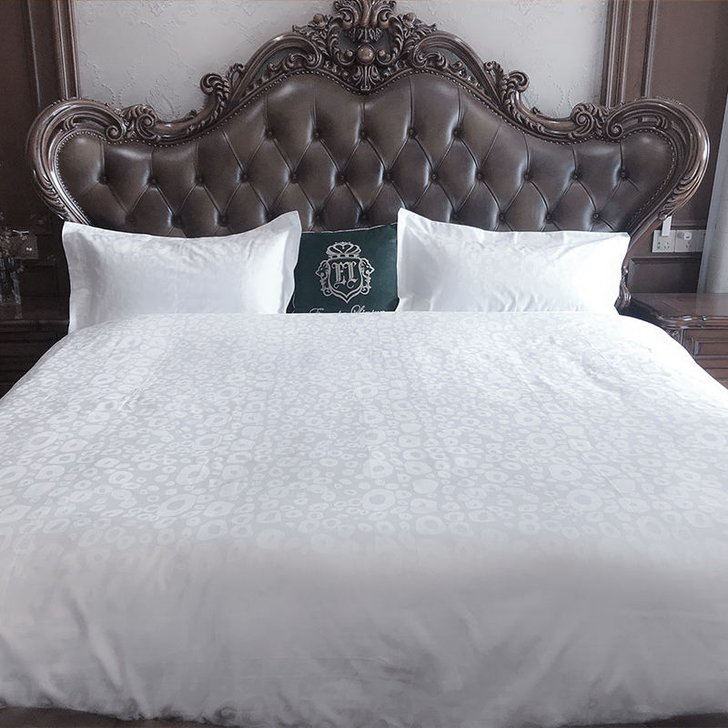 60s Pure White Cotton T300 Hotel Jacquard Bedding Sets