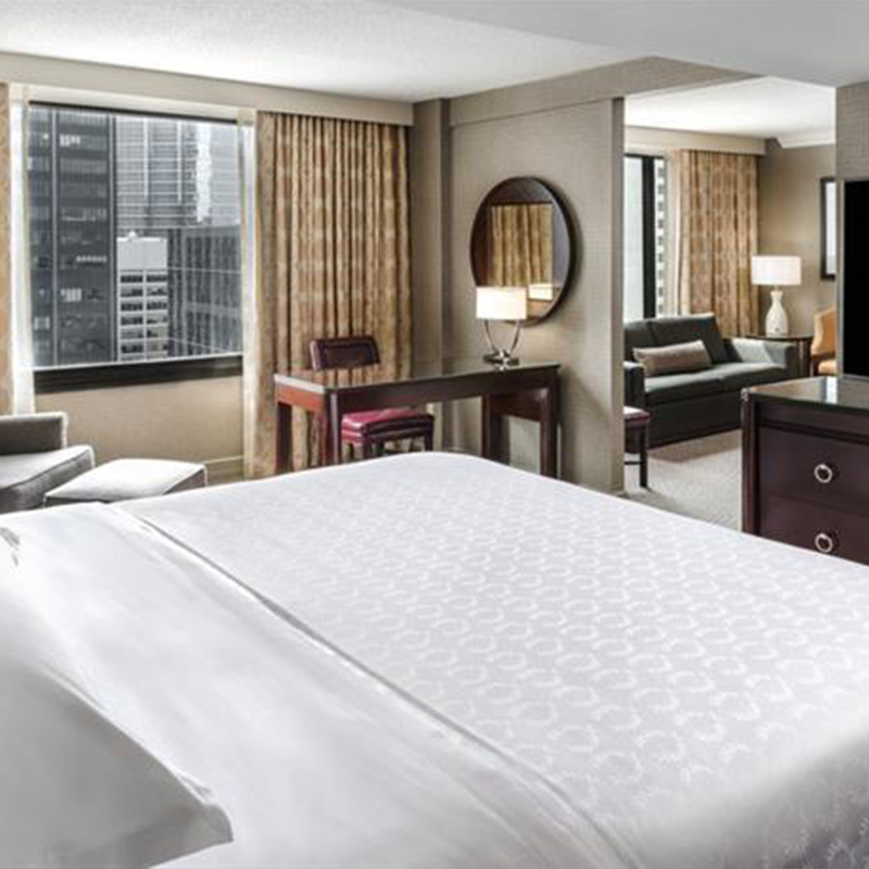 Počet bílých 300 Thread Počet čistých bavlněných sateen Jacquard Hotel Bedsheets